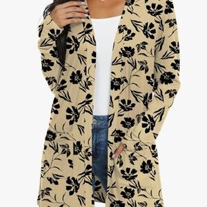 Amazon Black & Khaki Floral Cardigan-XXL-NWT